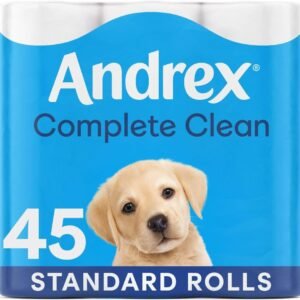 Andrex Toilet Roll – Complete Classic Clean Toilet Paper, 45 Toilet Rolls