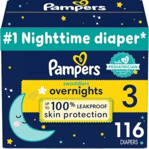 Pampers Swaddlers Overnights Diapers – Size 3, 116 Count, Disposable Baby Diapers, Night Time Skin Protection