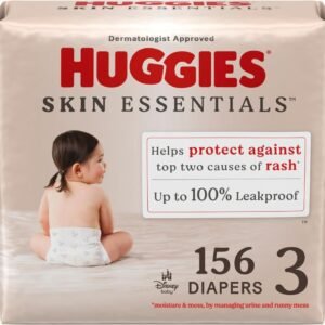 Huggies Size 3 Diapers, Skin Essentials Baby Diapers, Size 3 (16-28 lbs), 156 Count (3 Packs of 52)