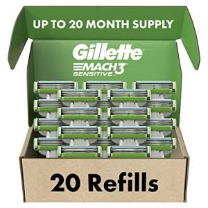 Gillette Mach3 Sensitive Men's Razor Blade Refills, 20 Count